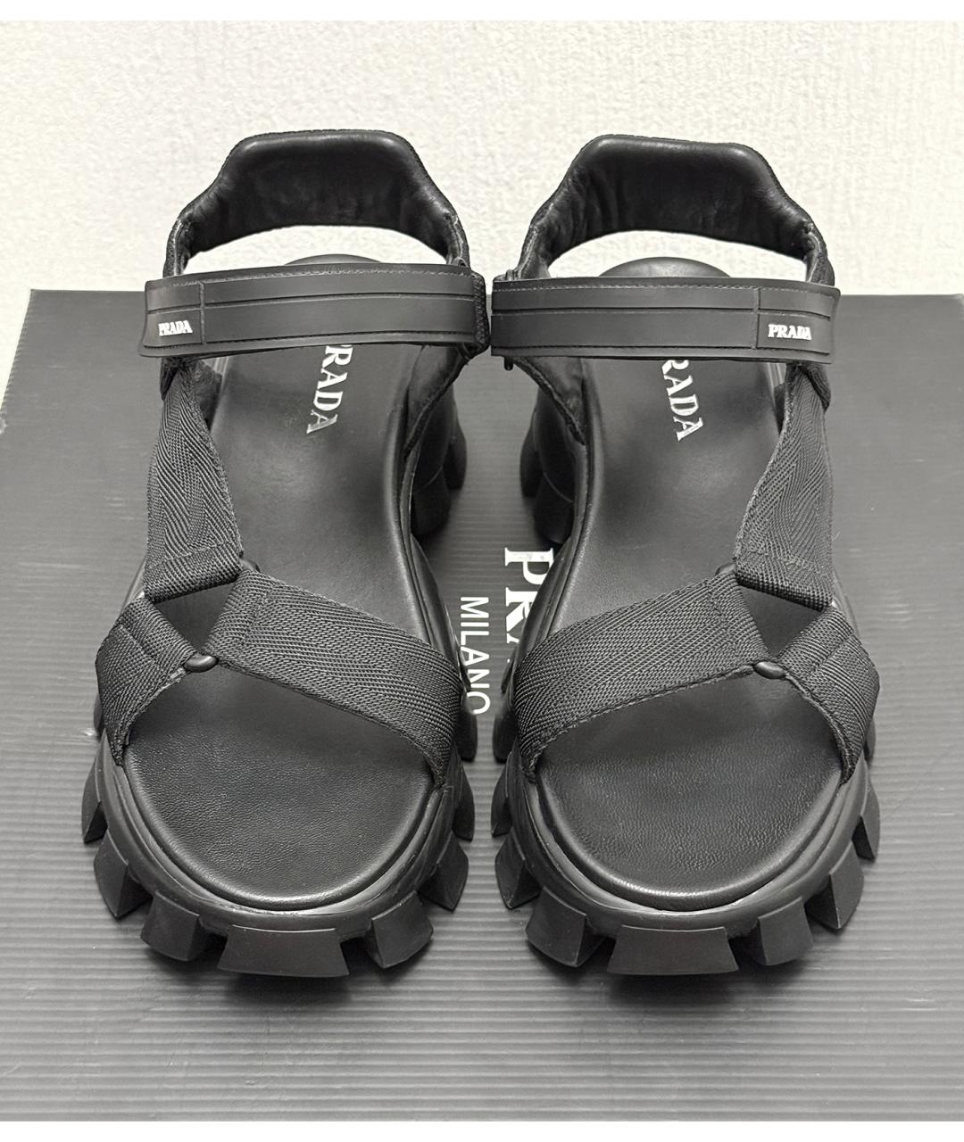 PRADA Черные кожаные сандалии, фото 4