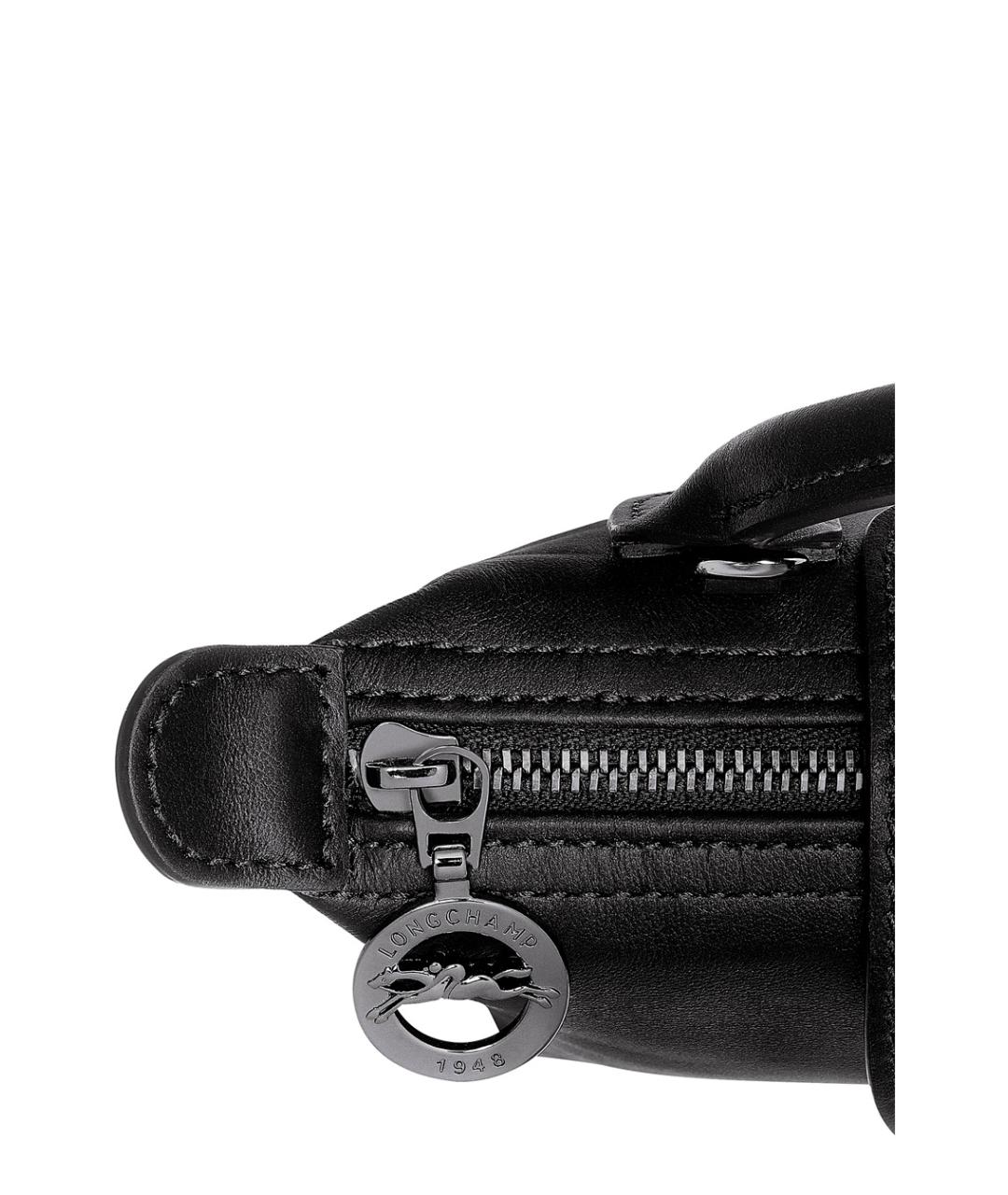LONGCHAMP Черная кожаная сумка с короткими ручками, фото 2