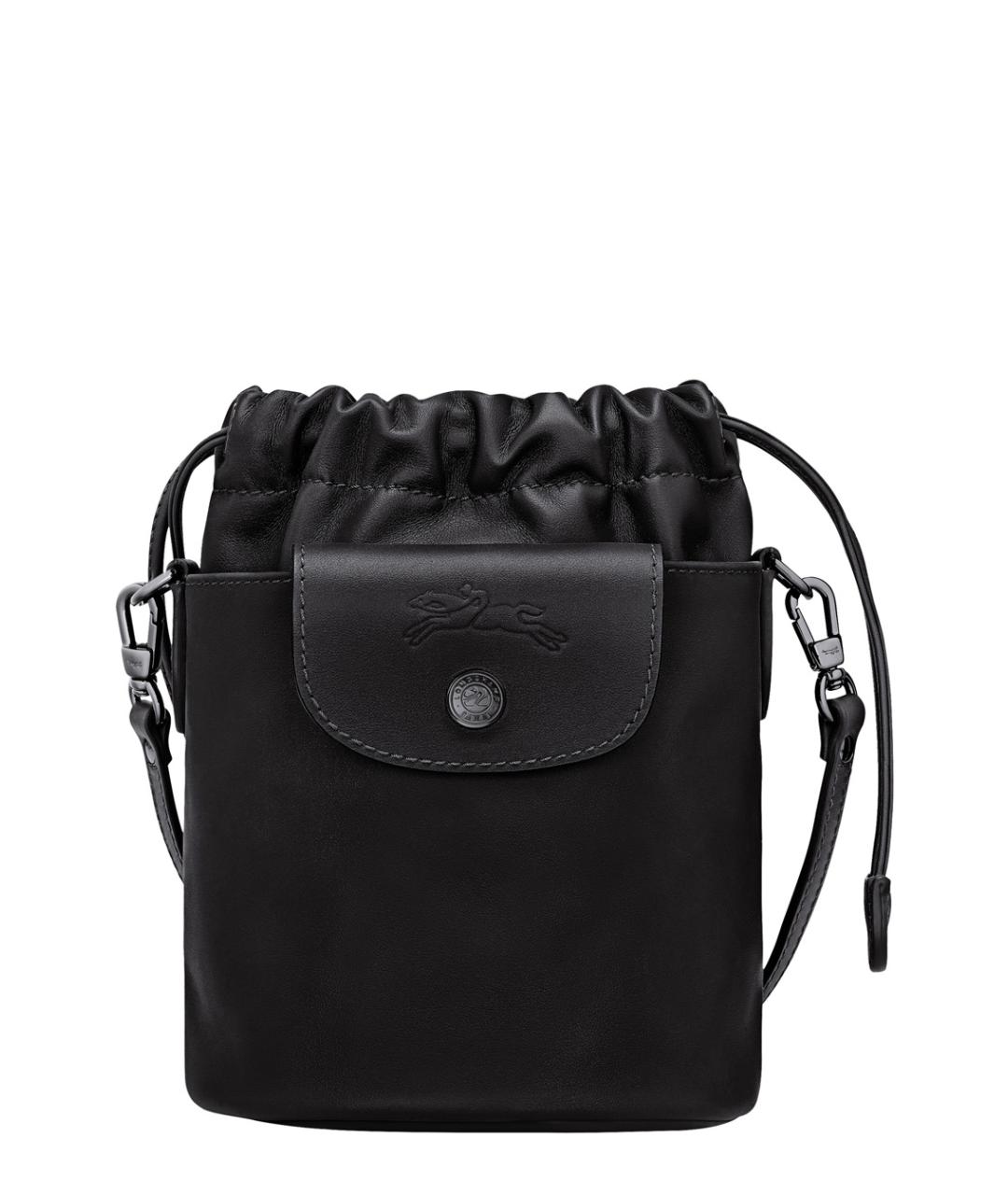 LONGCHAMP Черная кожаная сумка через плечо, фото 1