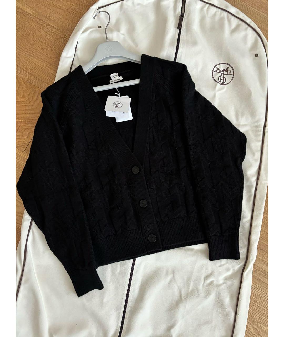 HERMES Черный шерстяной кардиган, фото 2