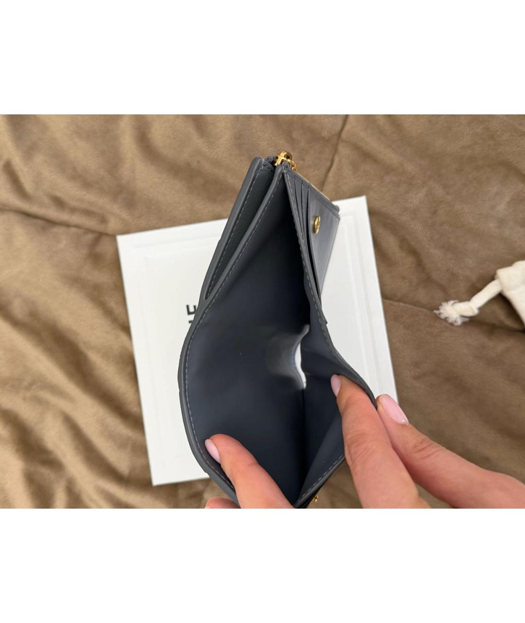 BOTTEGA VENETA Серый кожаный кошелек, фото 4