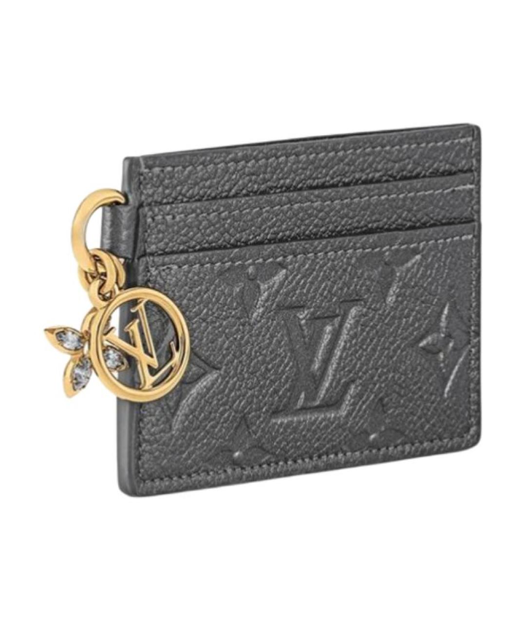 LOUIS VUITTON Серый кожаный кардхолдер, фото 2