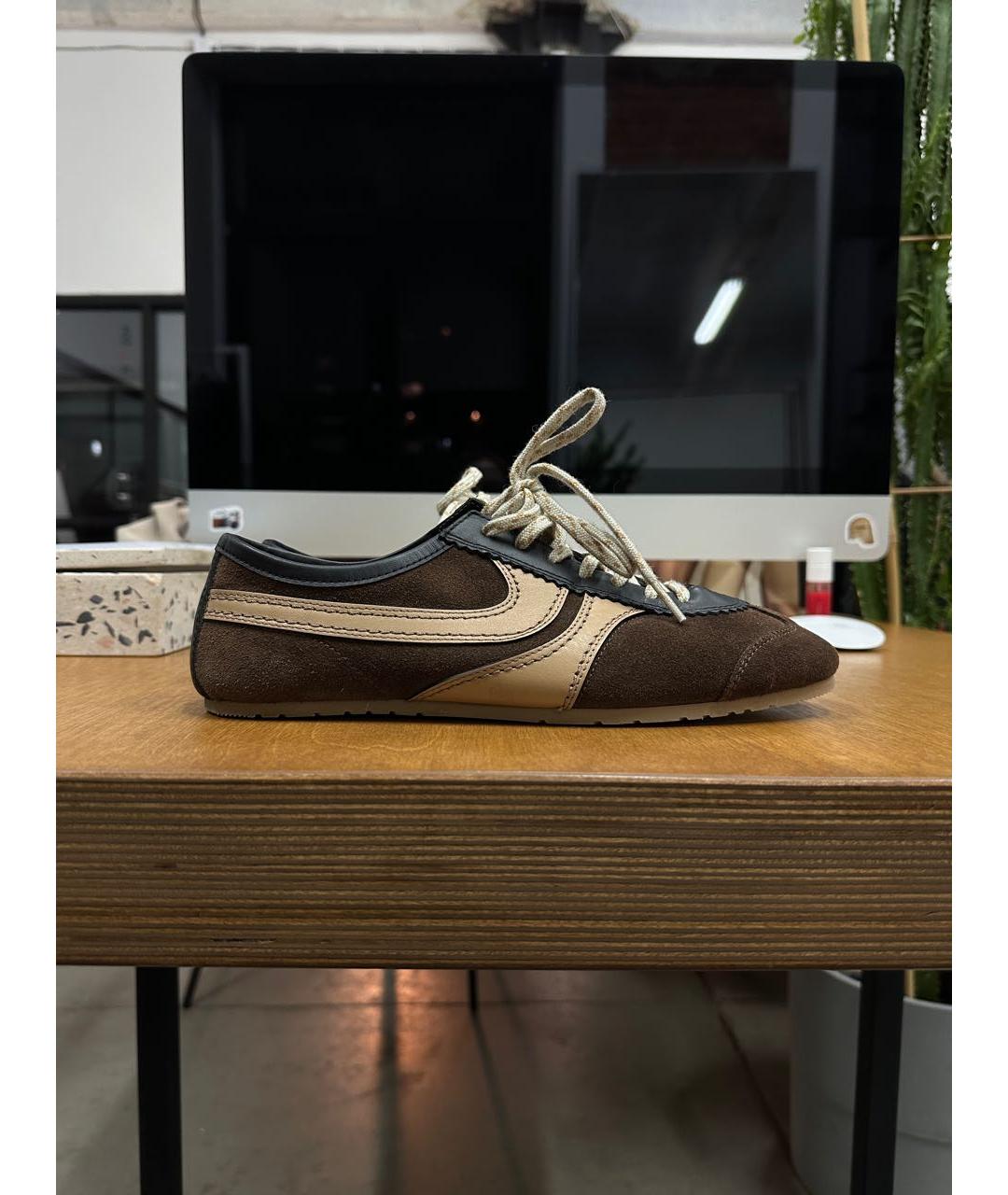 DRIES VAN NOTEN Коричневые замшевые кеды, фото 9