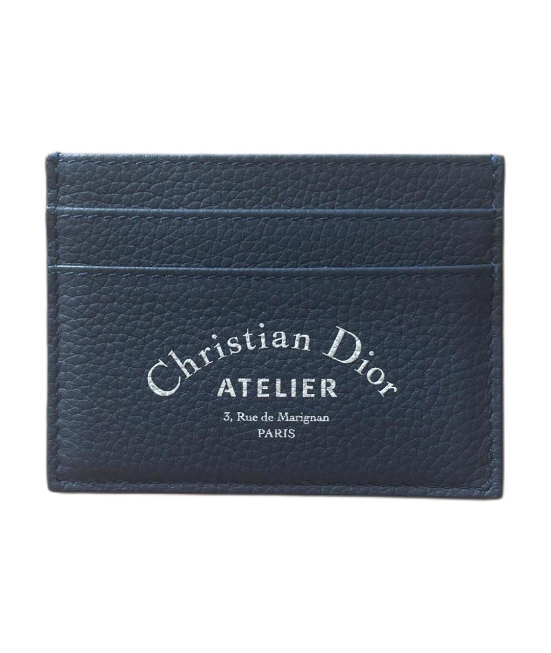 CHRISTIAN DIOR Темно-синий кожаный кардхолдер, фото 1
