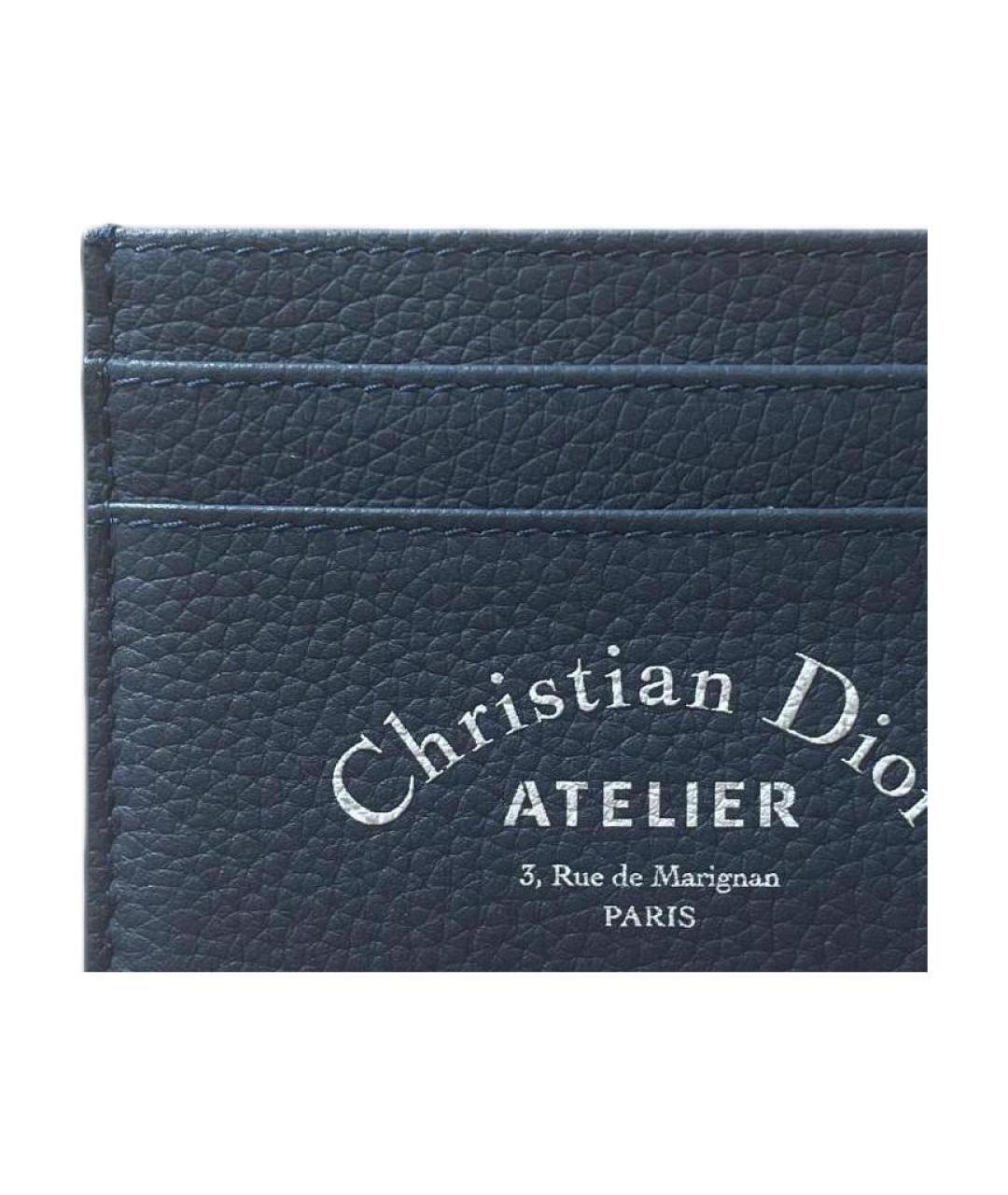 CHRISTIAN DIOR Темно-синий кожаный кардхолдер, фото 3