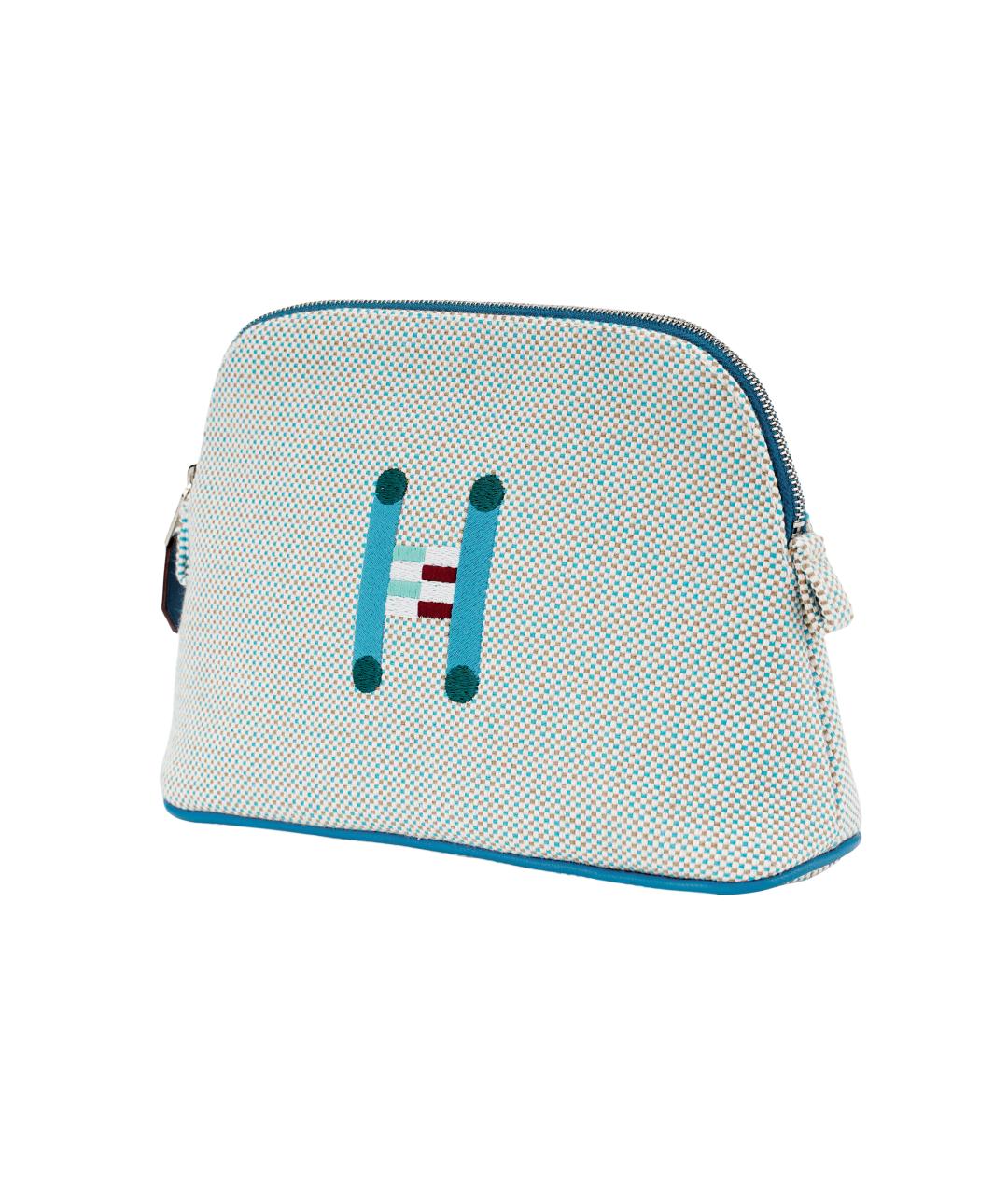 HERMES Голубая хлопковая косметичка, фото 3