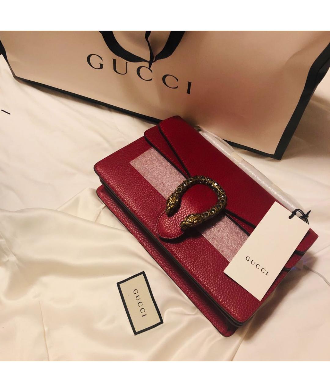 GUCCI Красная кожаная сумка через плечо, фото 2