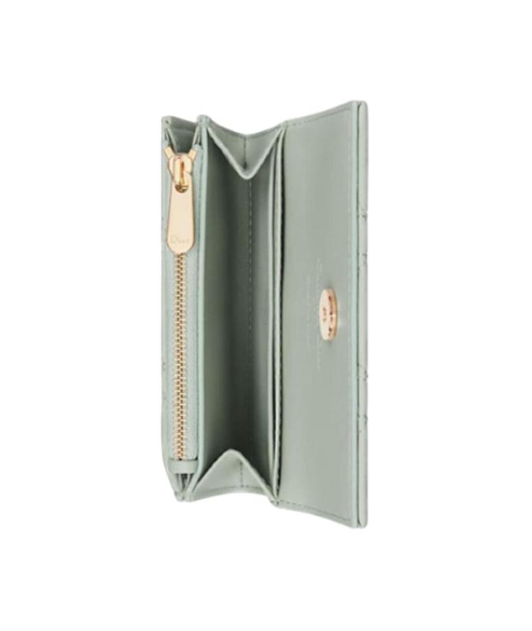 CHRISTIAN DIOR Зеленый кожаный кошелек, фото 3