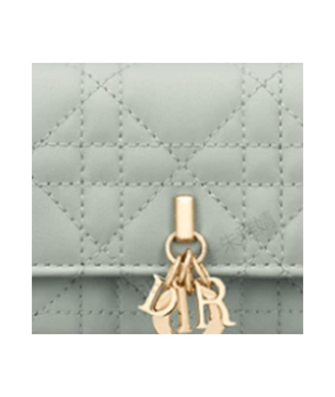 CHRISTIAN DIOR Зеленый кожаный кошелек, фото 4