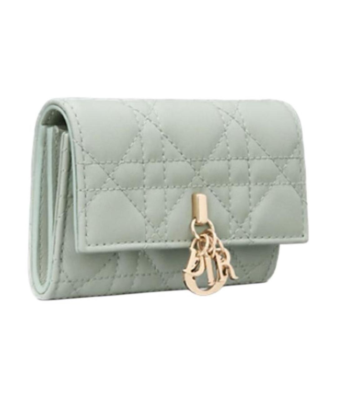 CHRISTIAN DIOR Зеленый кожаный кошелек, фото 2