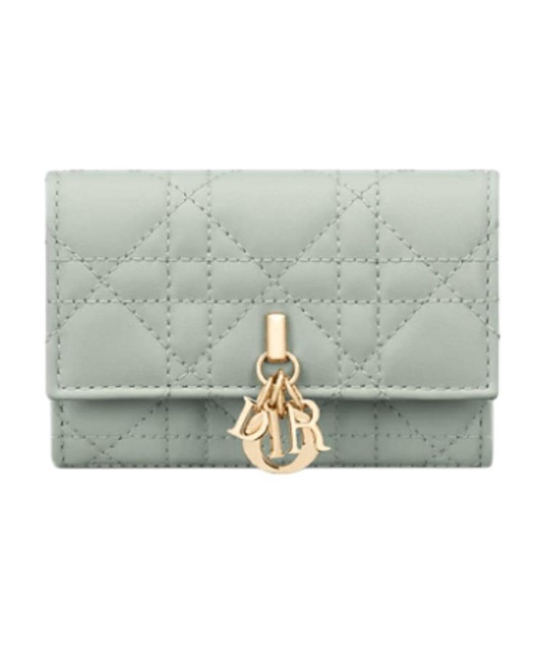 CHRISTIAN DIOR Зеленый кожаный кошелек, фото 1
