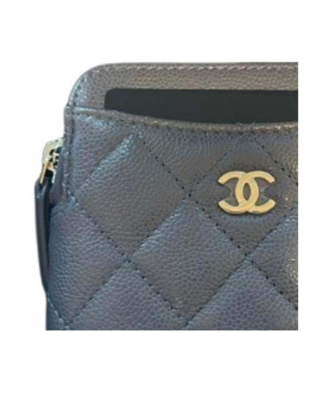 CHANEL Серый кожаный кошелек, фото 4