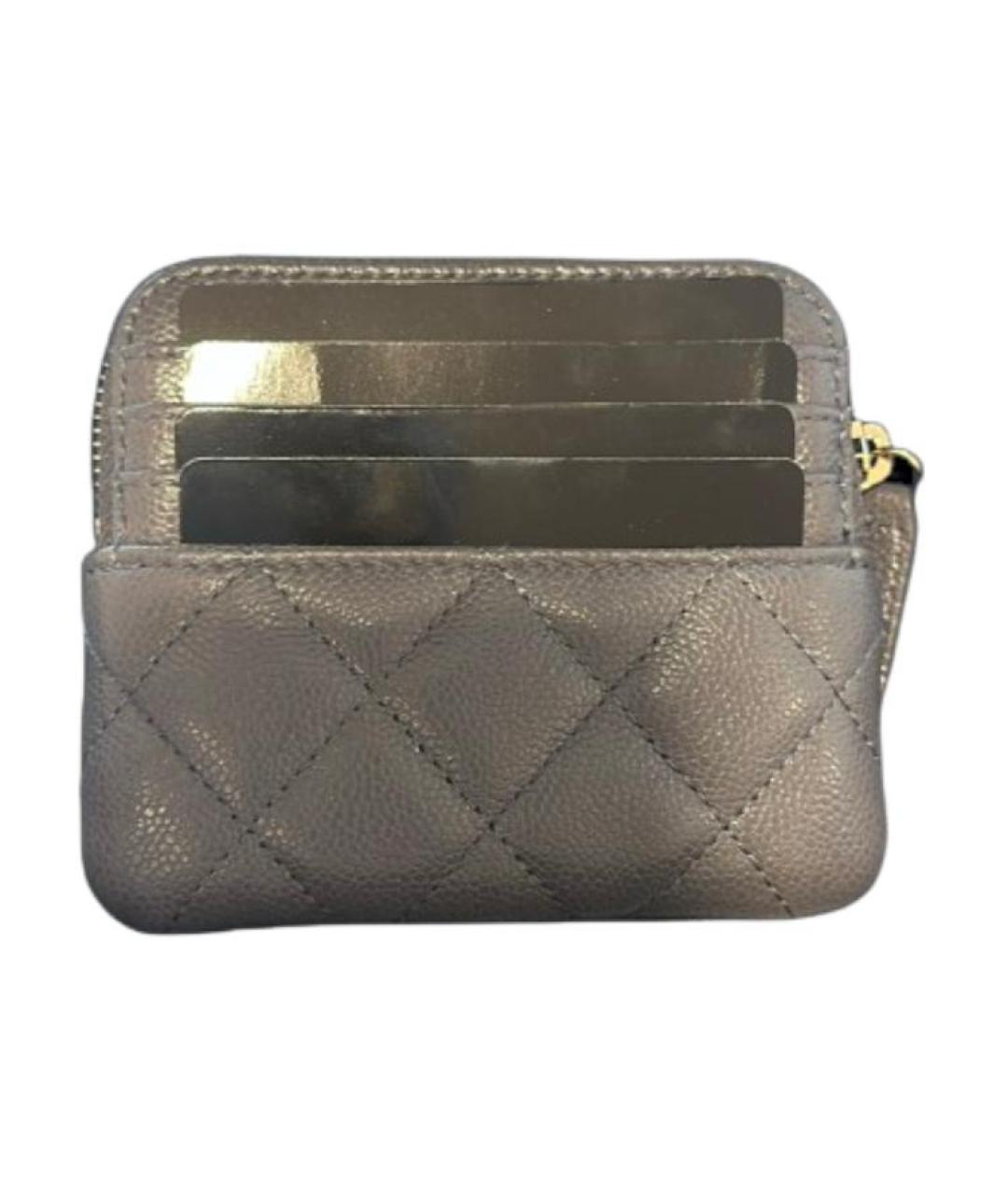 CHANEL Серый кожаный кошелек, фото 2