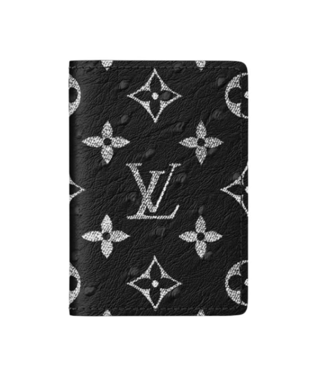 LOUIS VUITTON Черный кожаный кардхолдер, фото 1