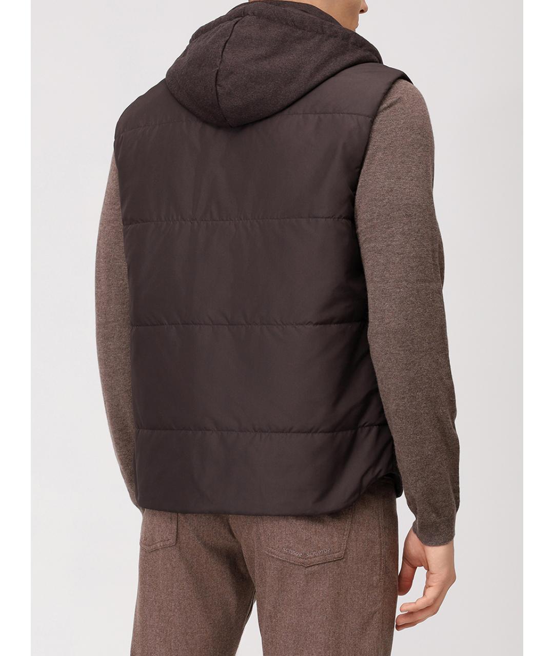 CAPOBIANCO Коричневый шерстяной жилет, фото 3