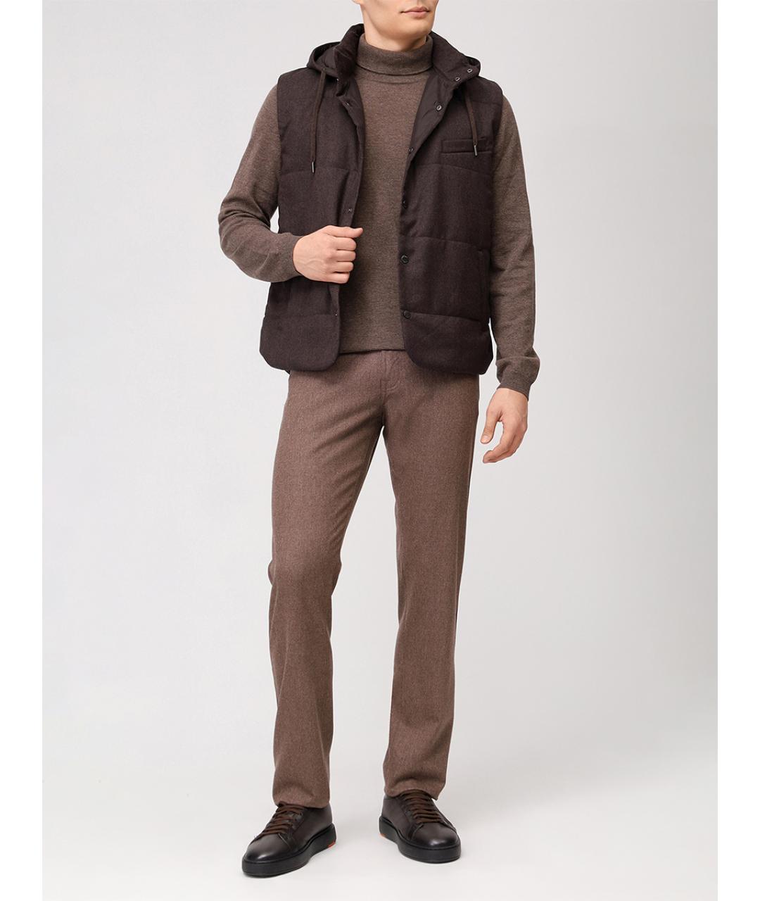 CAPOBIANCO Коричневый шерстяной жилет, фото 2