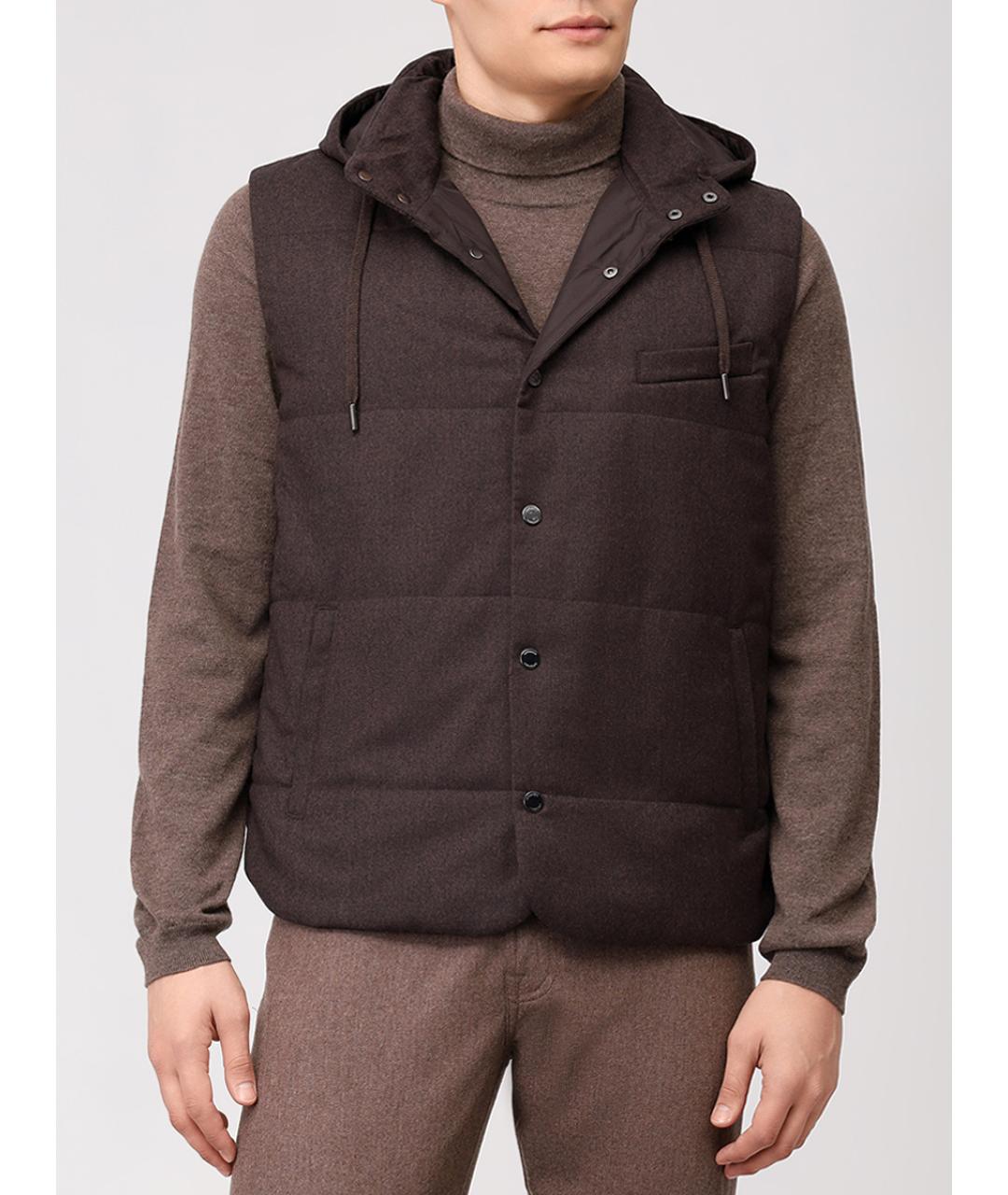 CAPOBIANCO Коричневый шерстяной жилет, фото 4