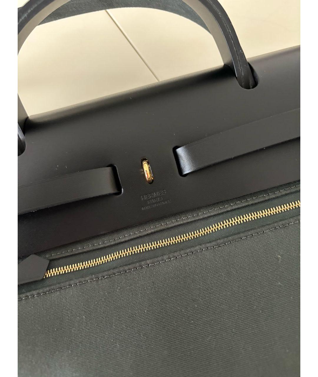 HERMES Антрацитовая тканевая сумка через плечо, фото 4