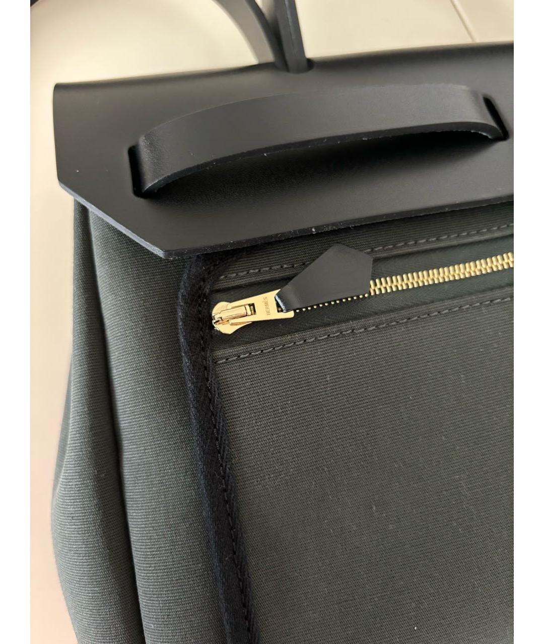 HERMES Антрацитовая тканевая сумка через плечо, фото 8