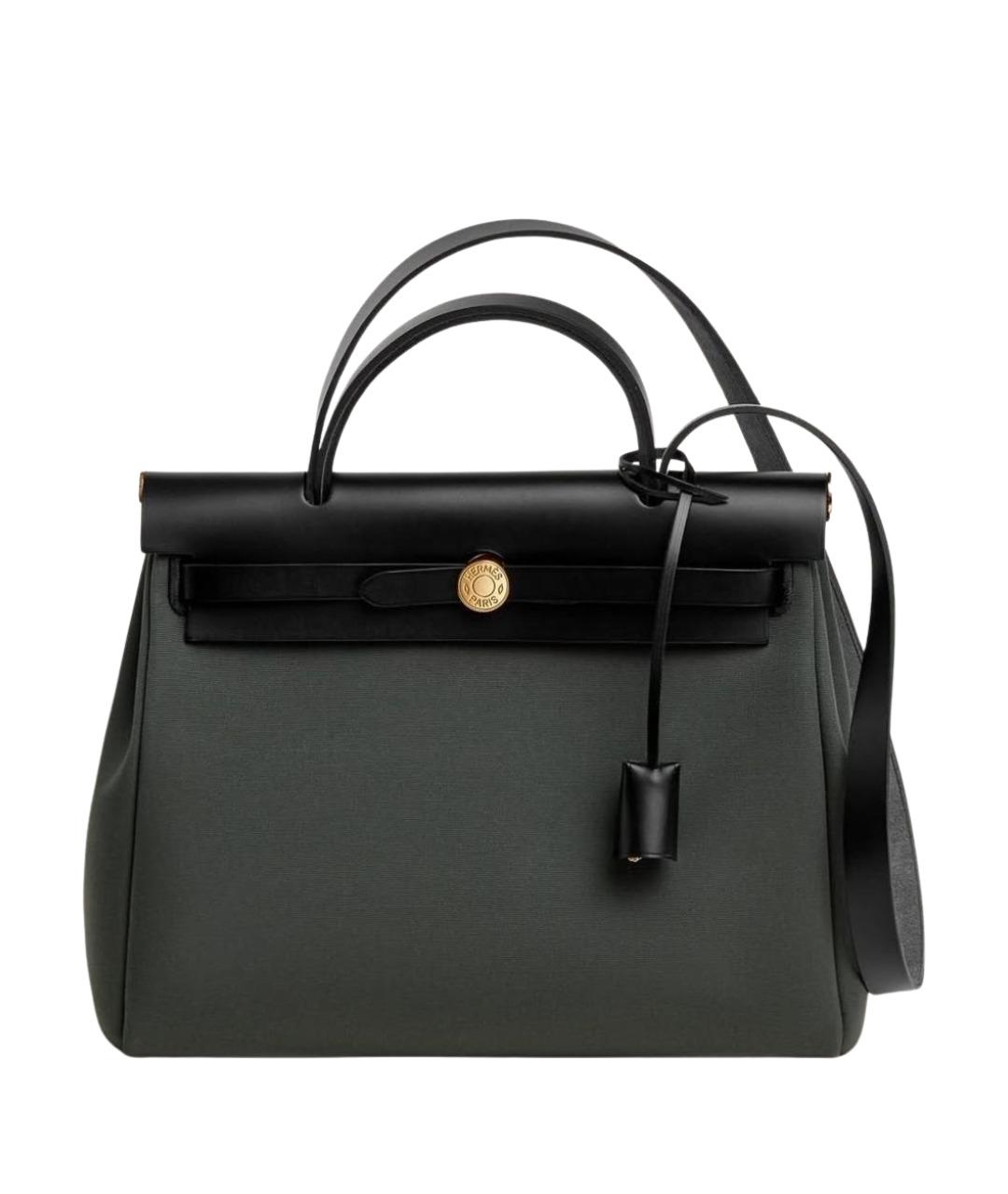 HERMES Антрацитовая тканевая сумка через плечо, фото 1