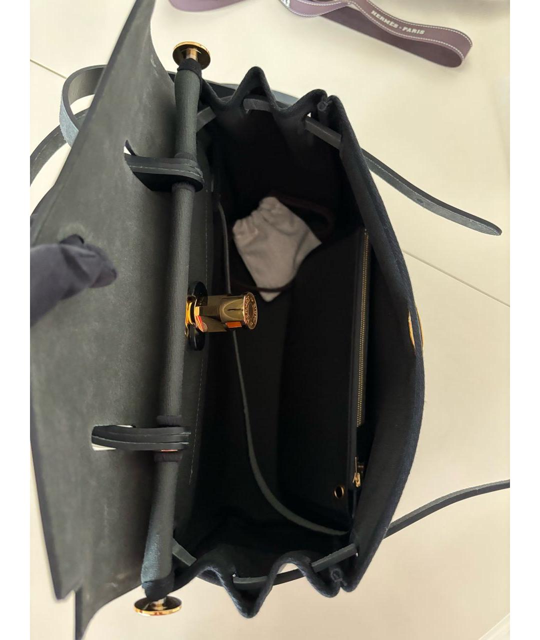 HERMES Антрацитовая тканевая сумка через плечо, фото 6