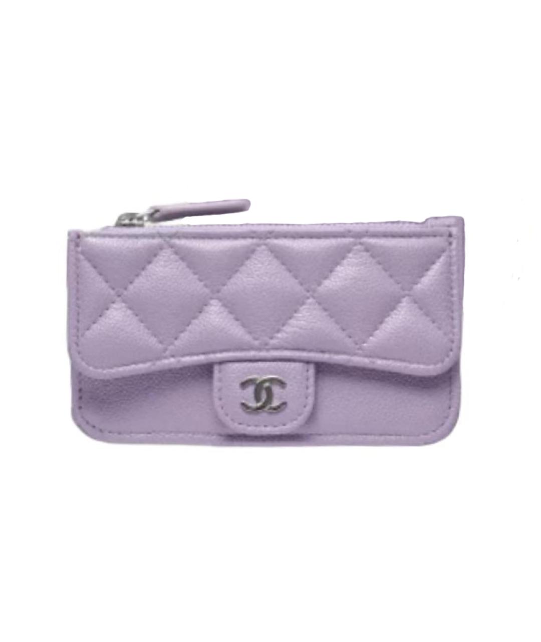 CHANEL Фиолетовый кожаный кардхолдер, фото 1