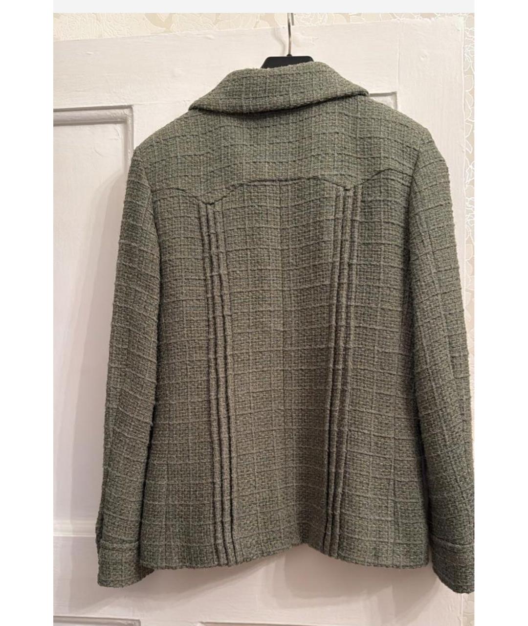 CHANEL Зеленый твидовый жакет/пиджак, фото 2