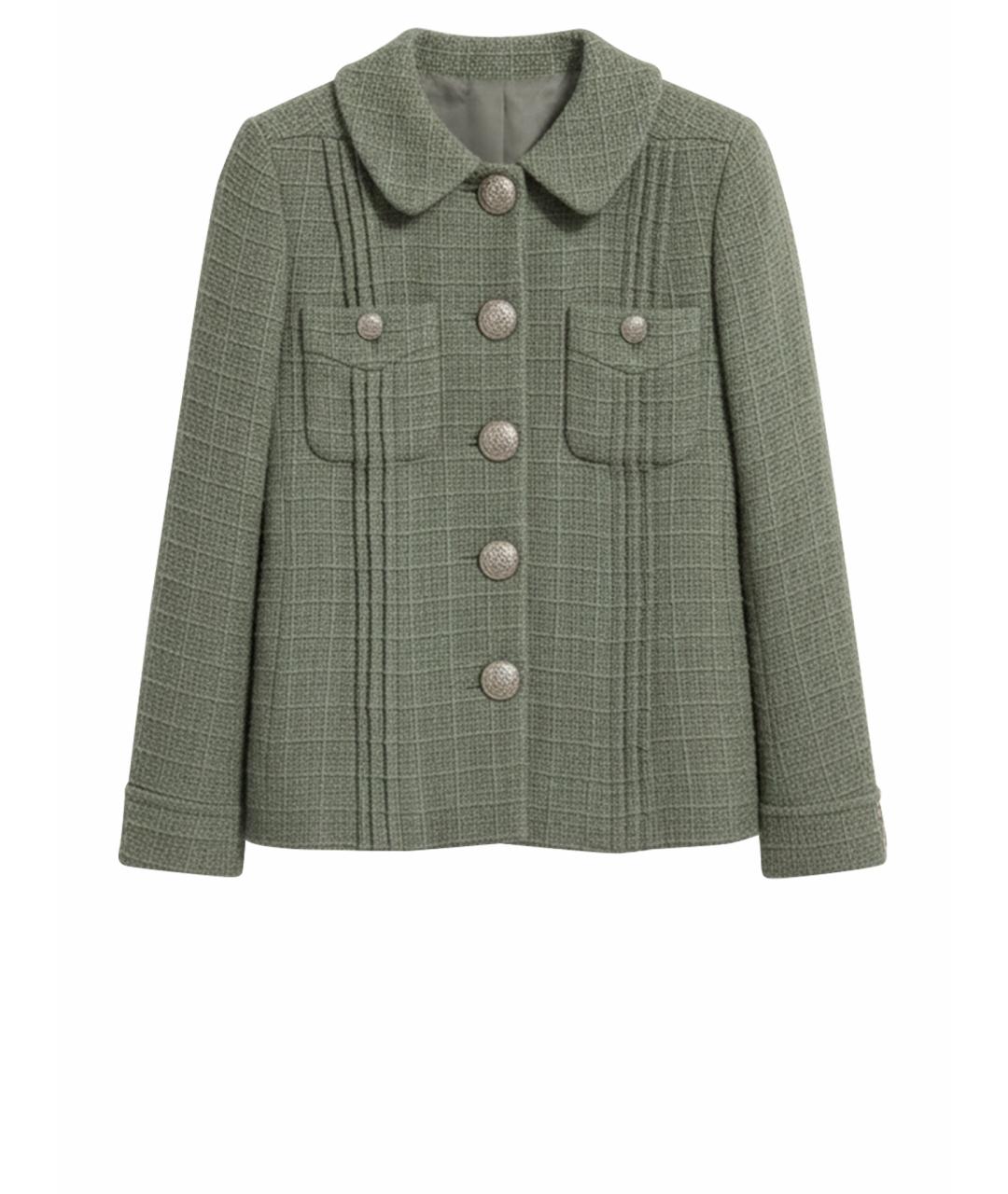 CHANEL Зеленый твидовый жакет/пиджак, фото 1