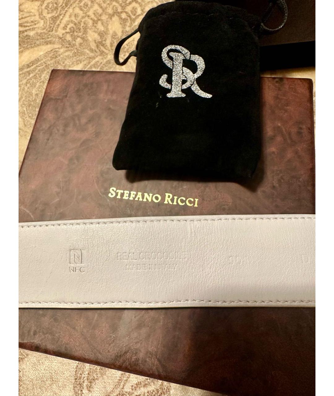 STEFANO RICCI Белый ремень из экзотической кожи, фото 3