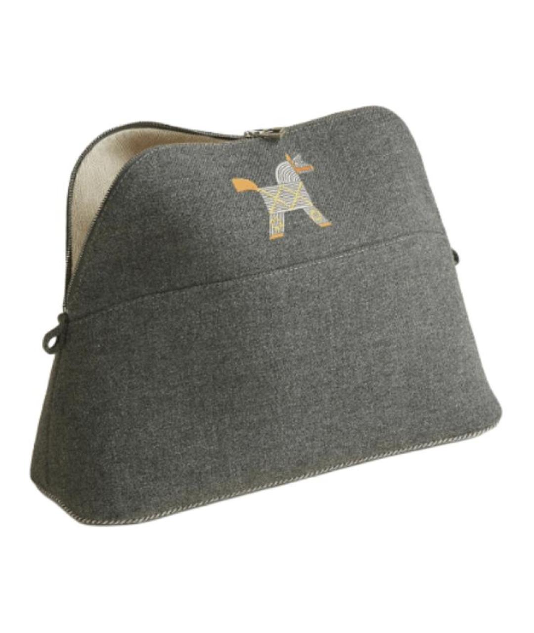 HERMES Серая тканевая косметичка, фото 1