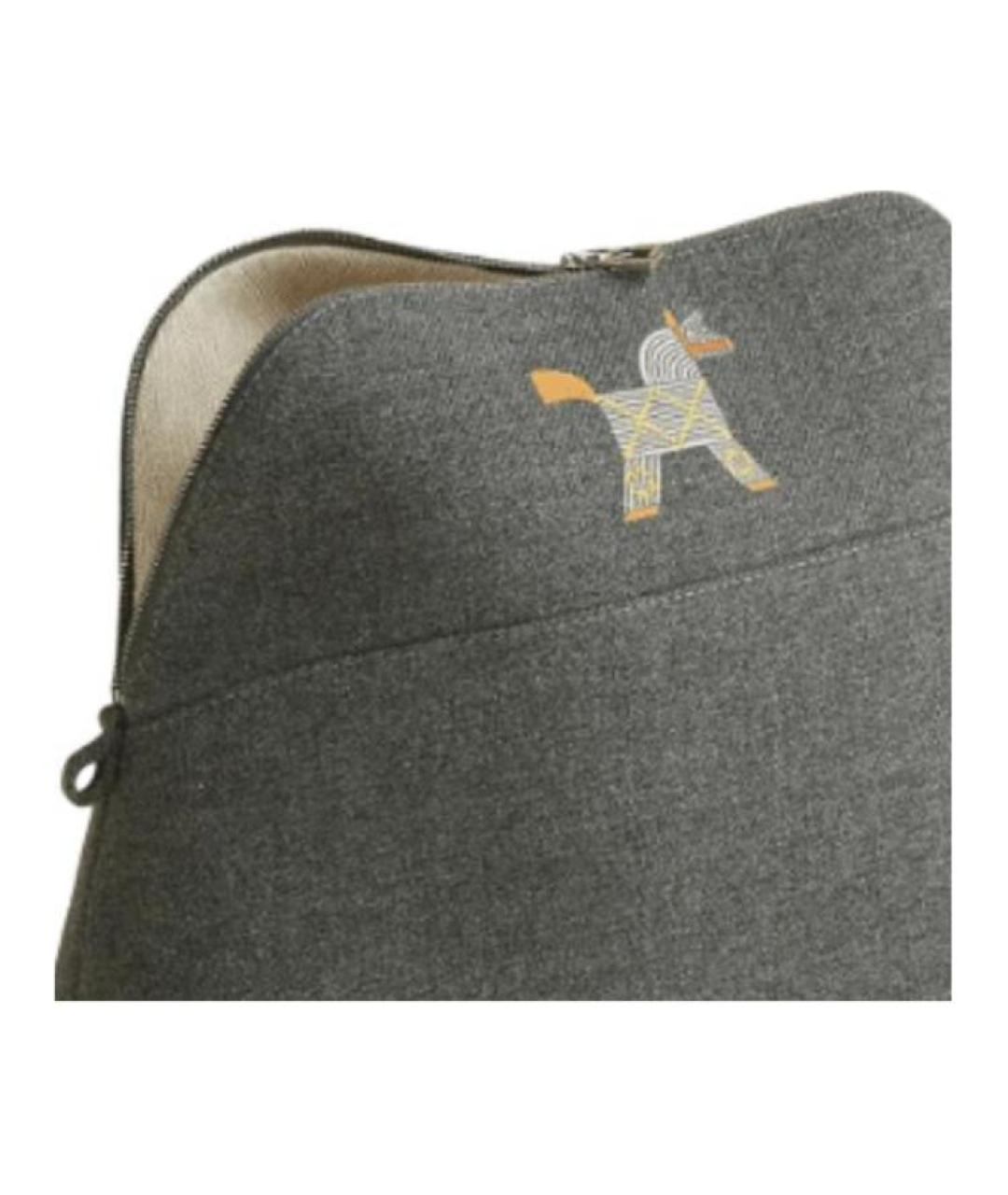 HERMES Серая тканевая косметичка, фото 2