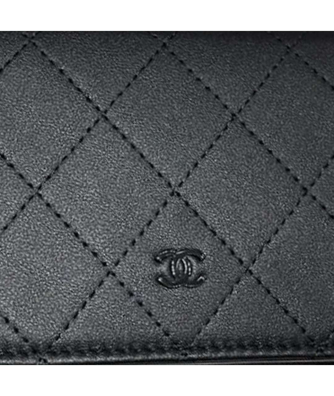 CHANEL Черный кожаный кошелек, фото 3