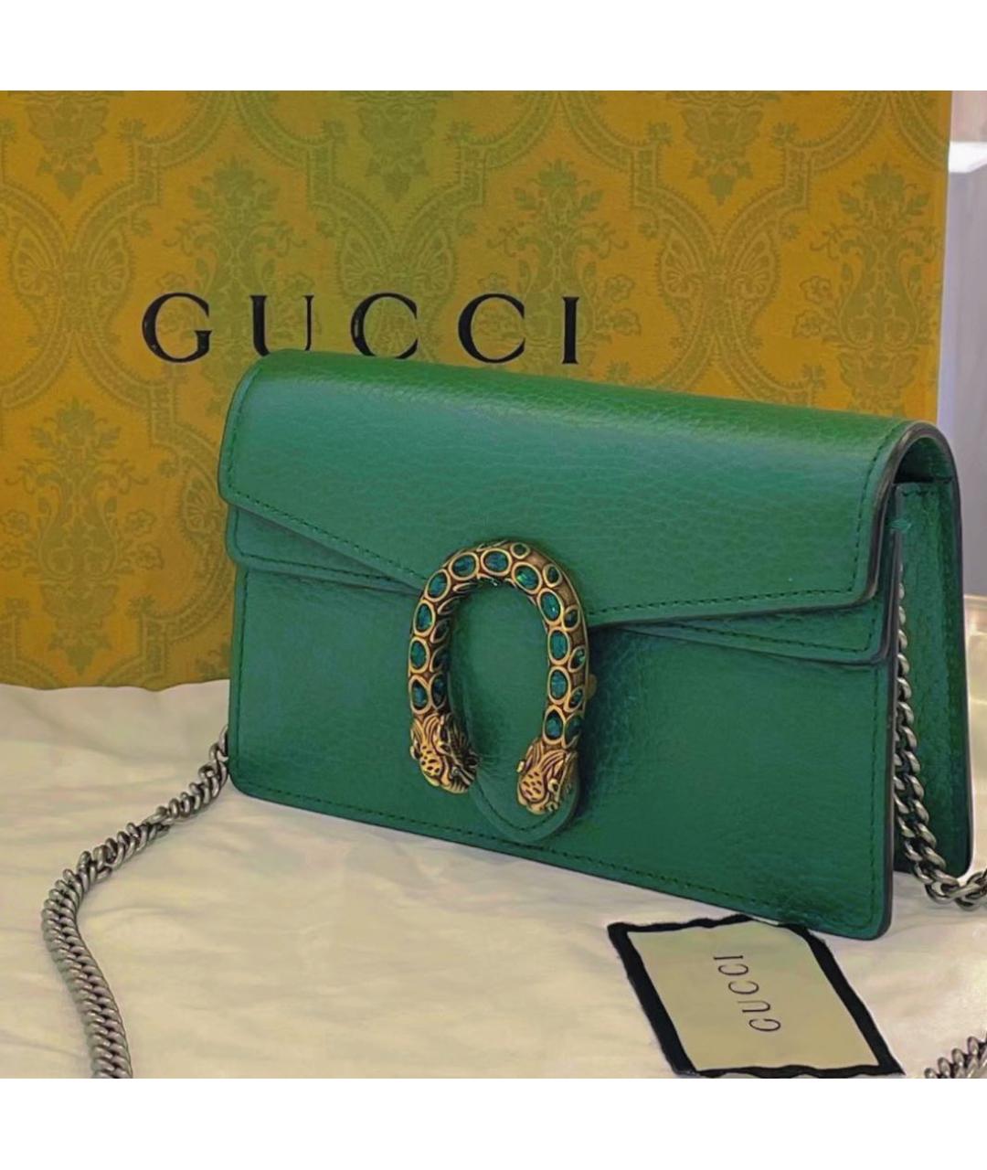 GUCCI Зеленая кожаная сумка через плечо, фото 2