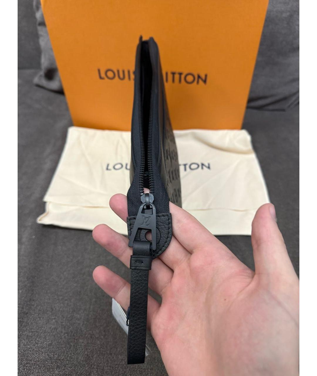 LOUIS VUITTON Черная кожаная папка для документов, фото 6