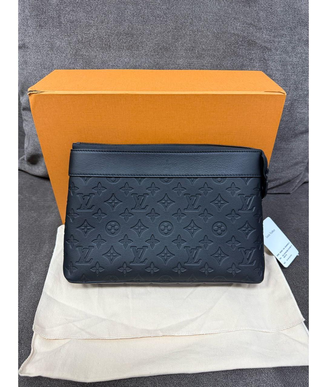 LOUIS VUITTON Черная кожаная папка для документов, фото 3