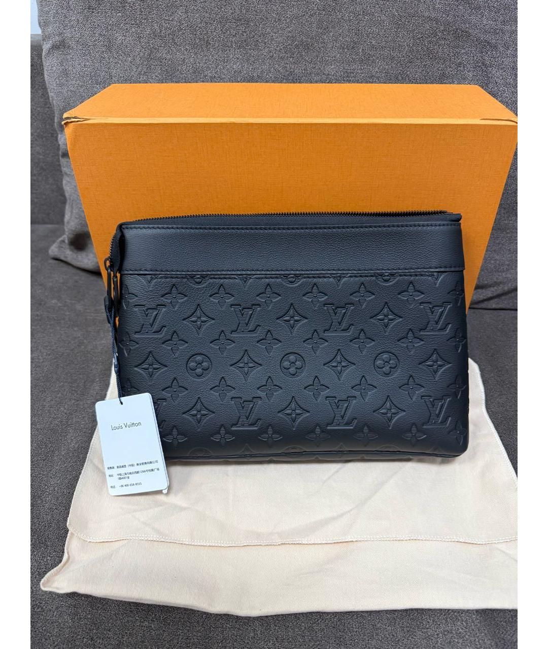 LOUIS VUITTON Черная кожаная папка для документов, фото 2