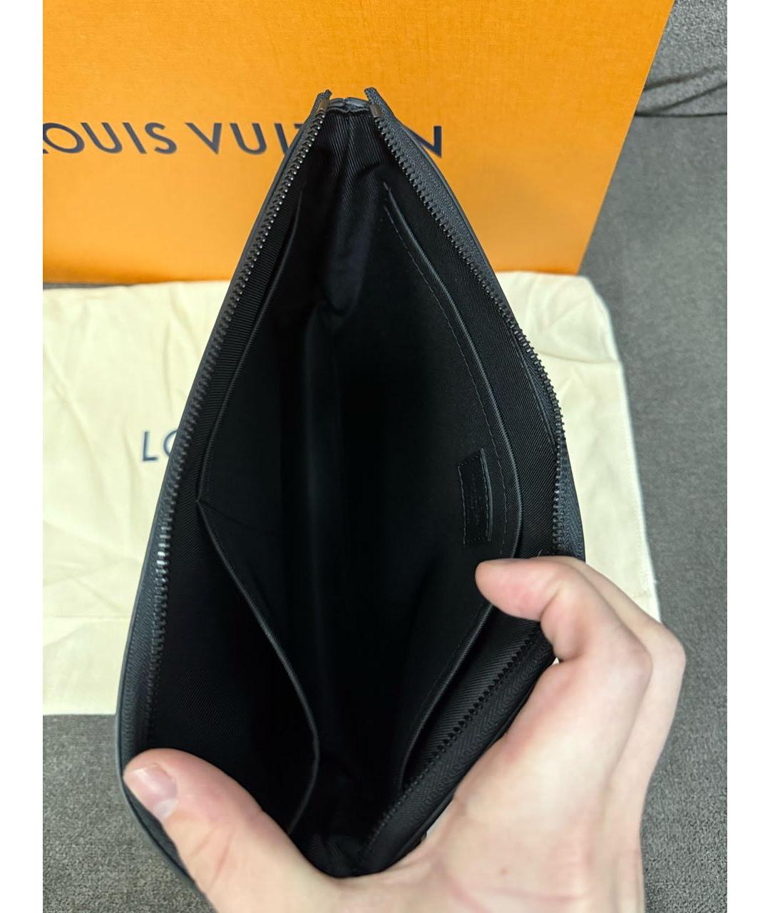 LOUIS VUITTON Черная кожаная папка для документов, фото 5