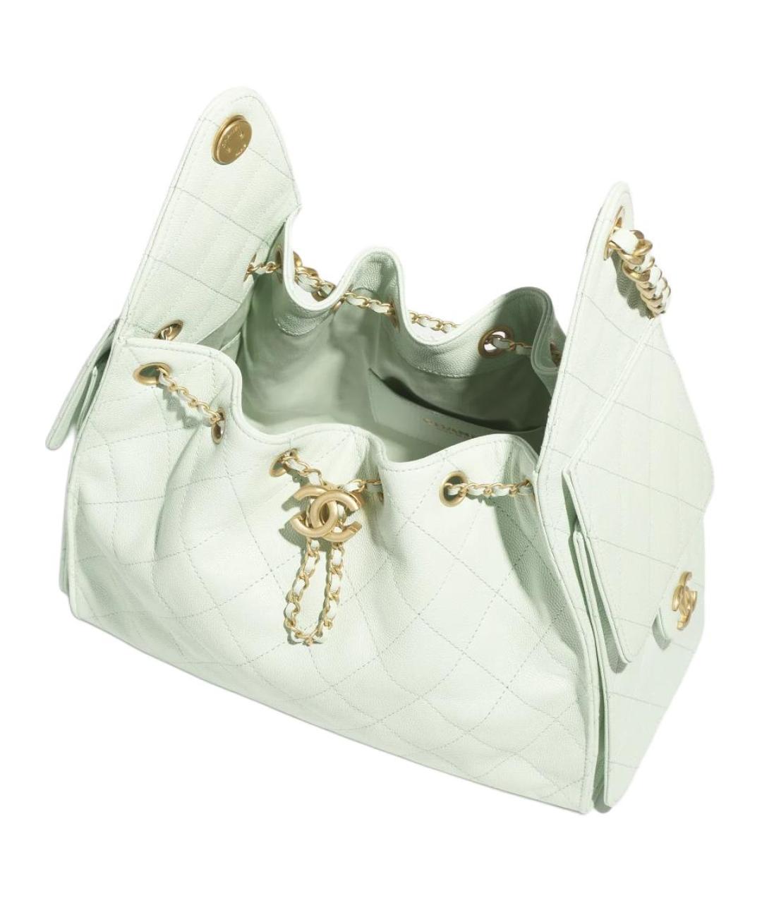 CHANEL Салатовая кожаная сумка через плечо, фото 3