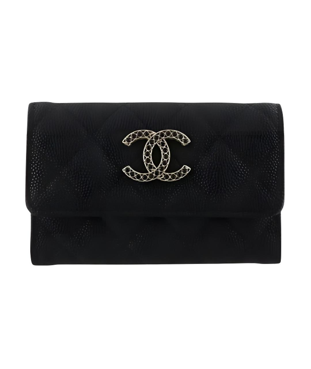CHANEL Черный кожаный кошелек, фото 1