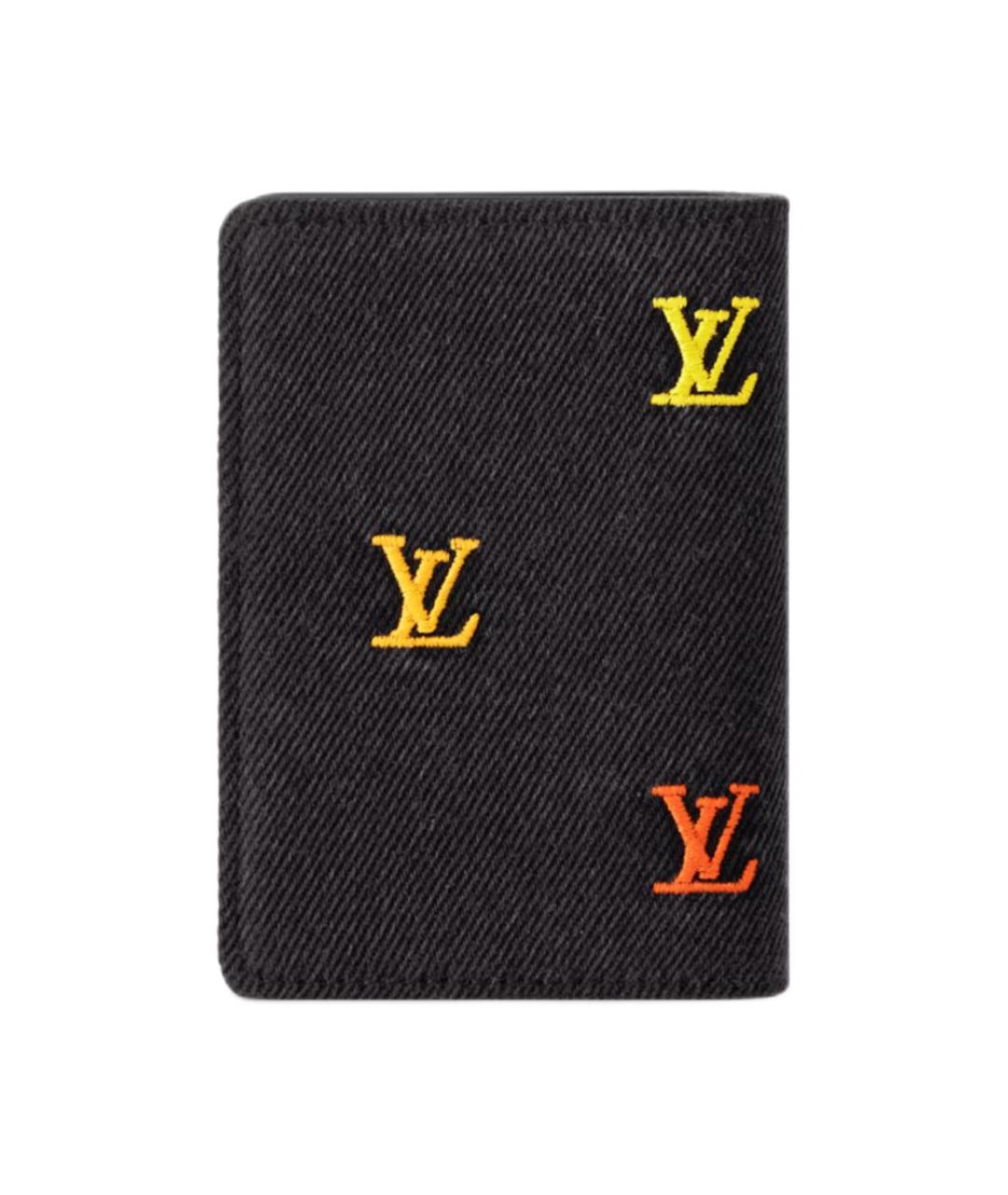 LOUIS VUITTON Черный кожаный кошелек, фото 3