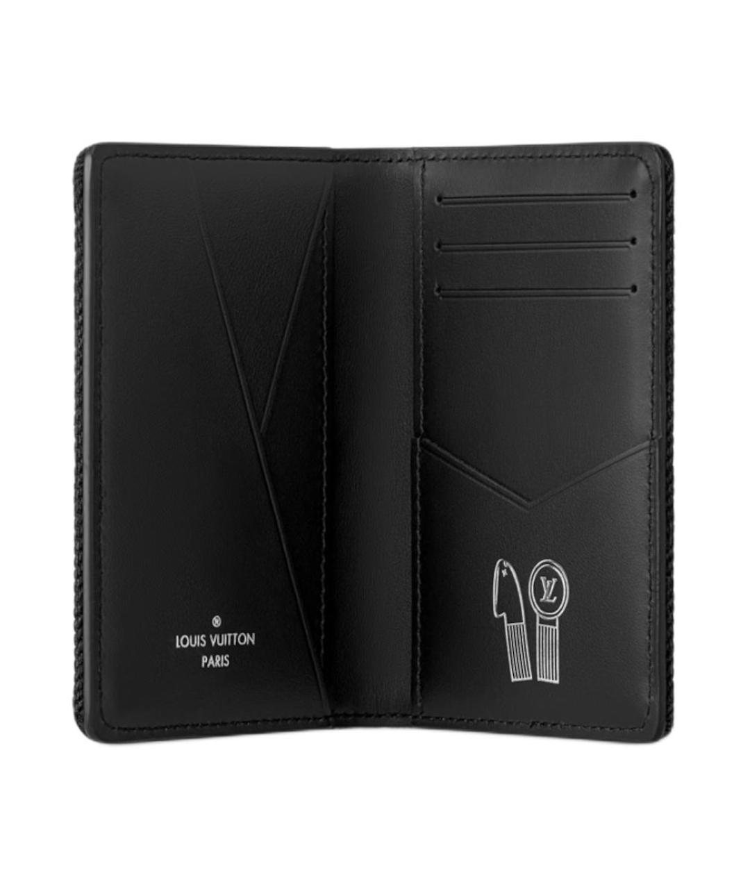 LOUIS VUITTON Черный кожаный кошелек, фото 4