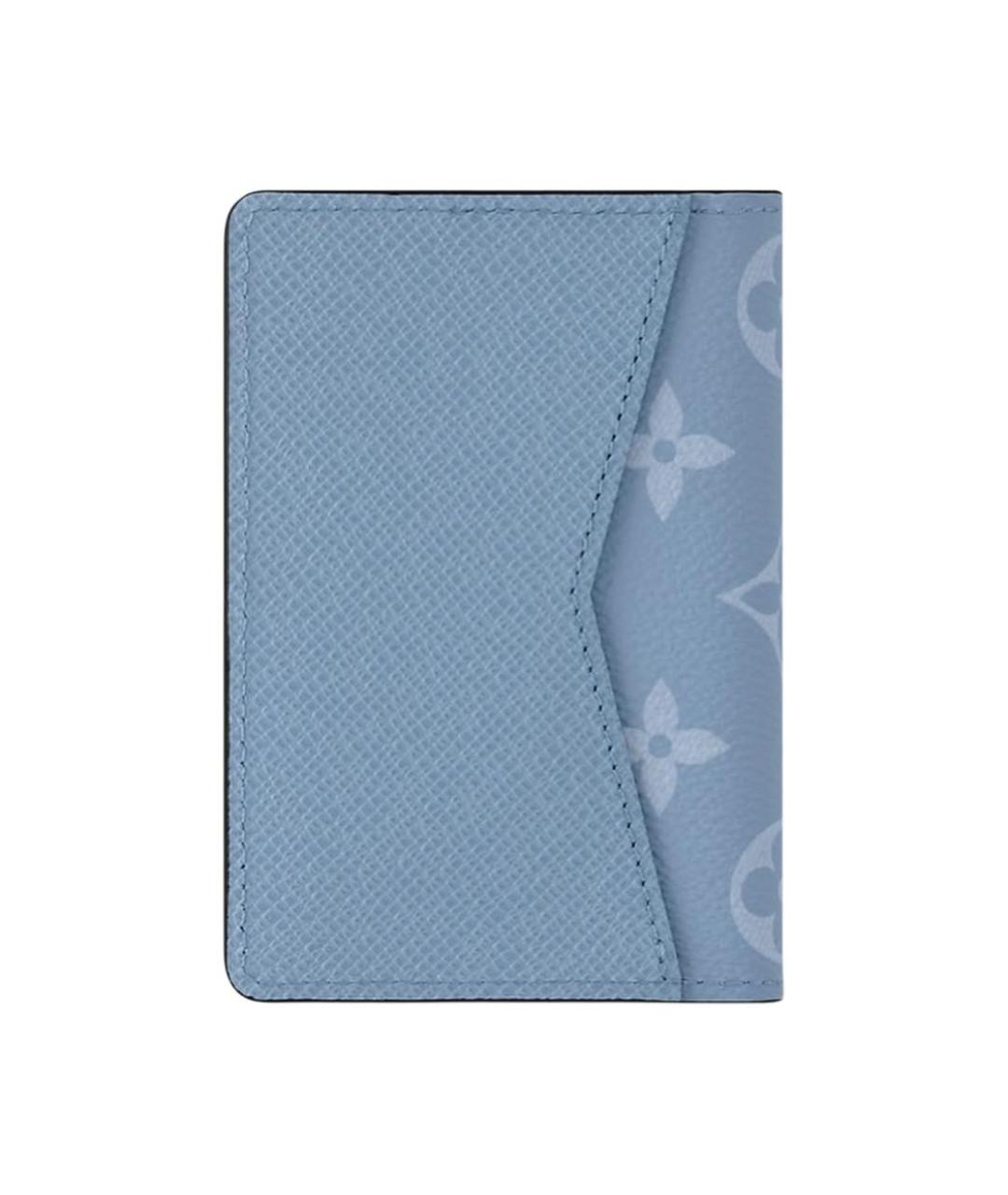 LOUIS VUITTON Голубой кожаный кошелек, фото 3