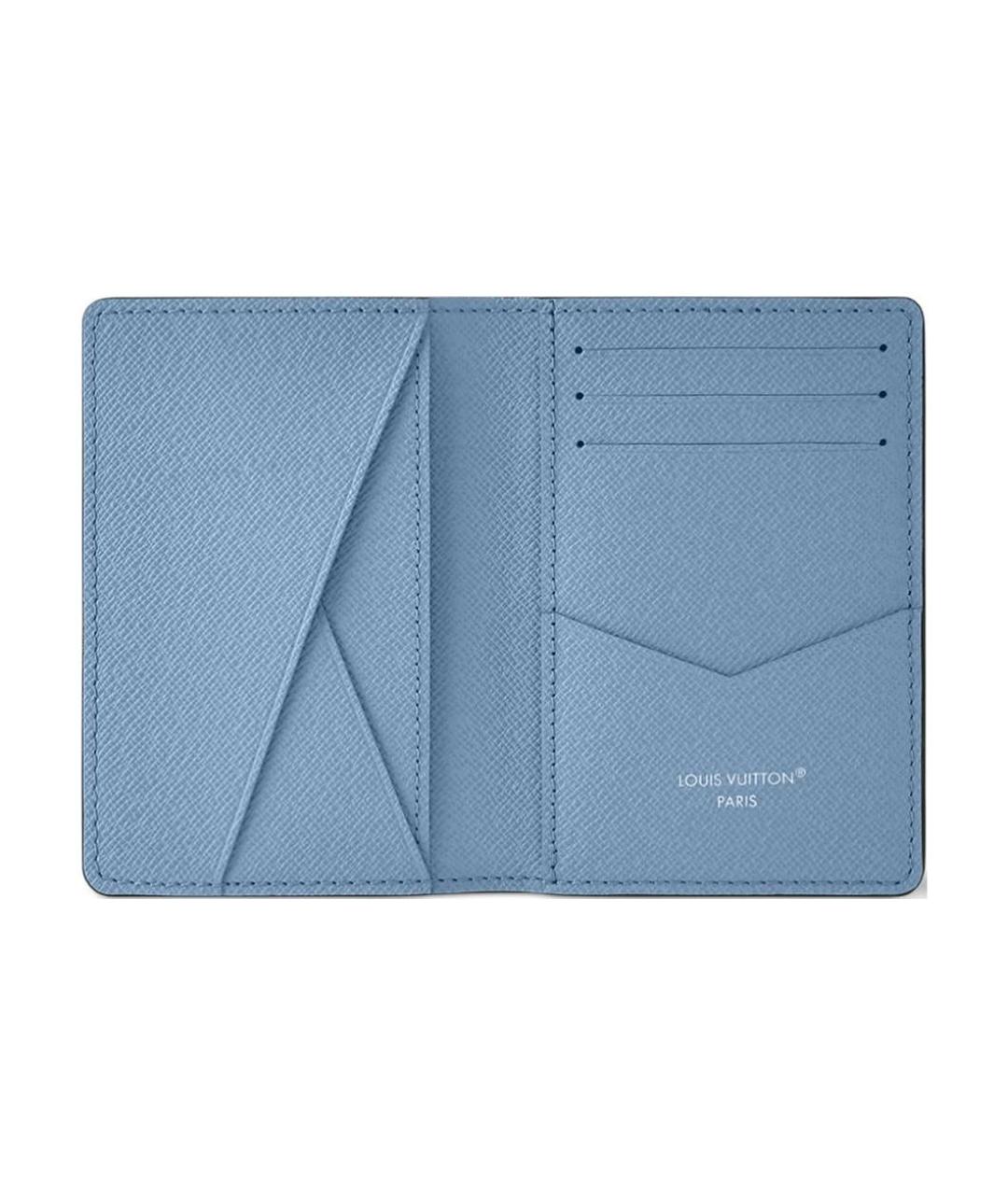 LOUIS VUITTON Голубой кожаный кошелек, фото 4