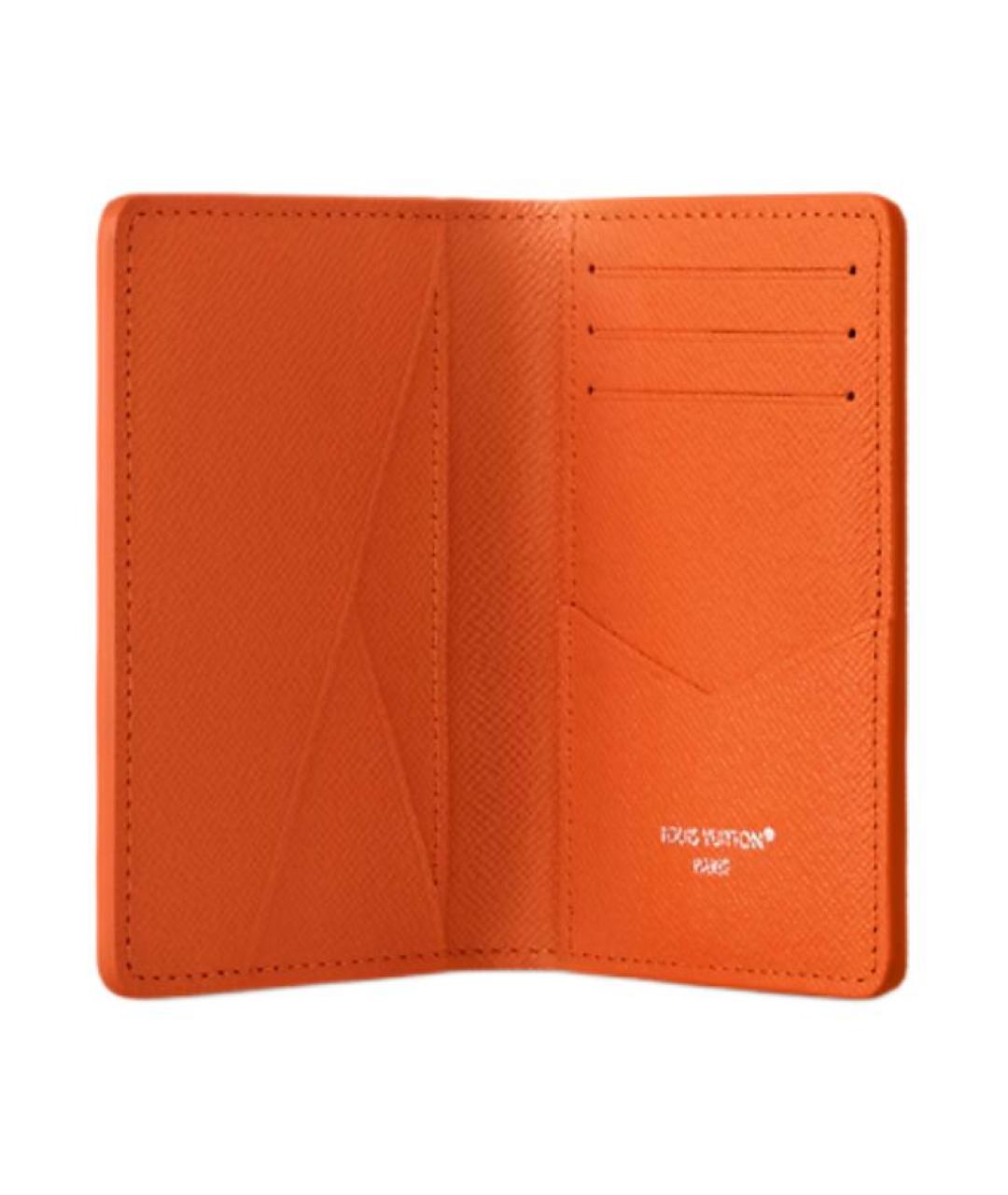 LOUIS VUITTON Оранжевый кожаный кошелек, фото 4