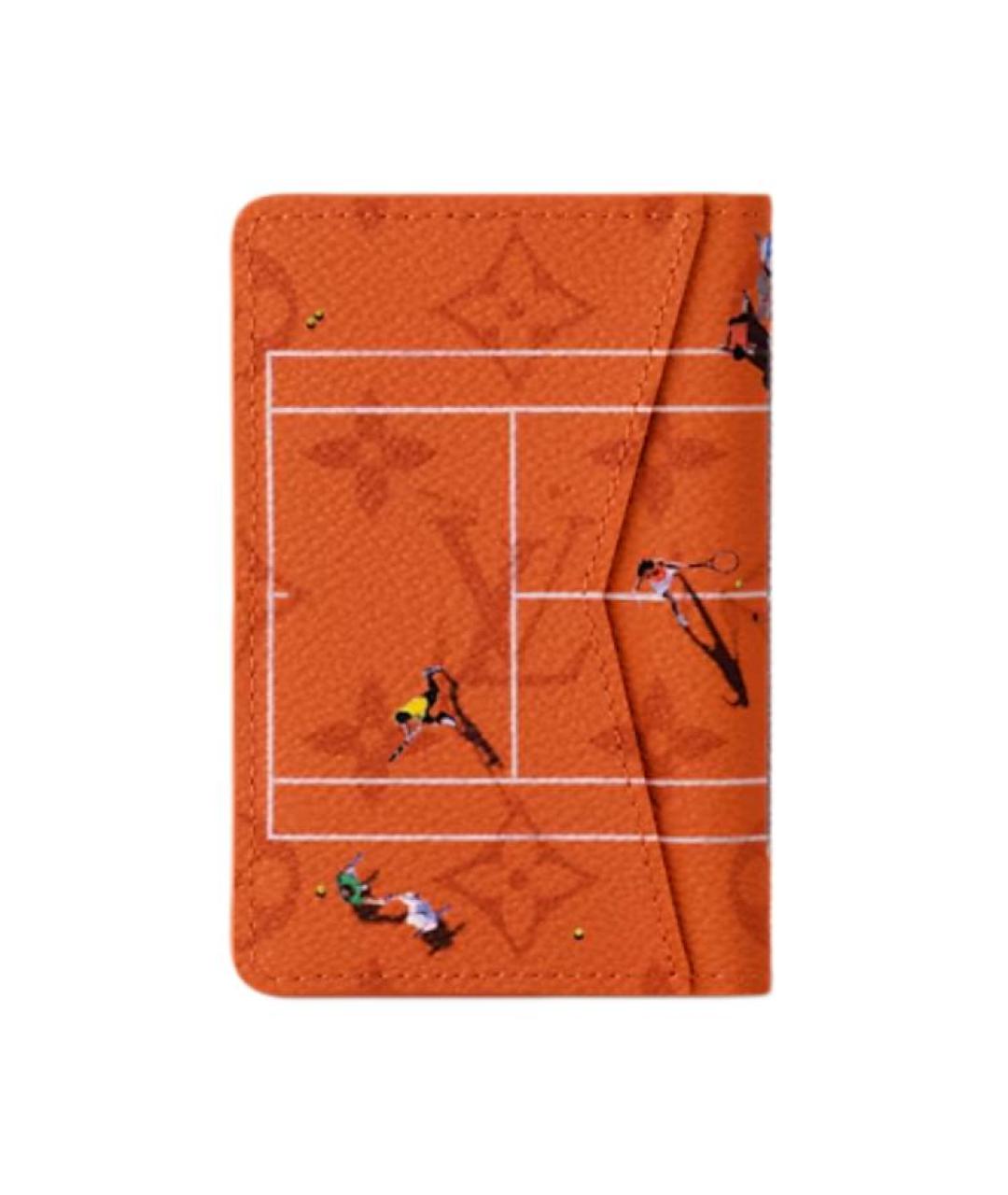 LOUIS VUITTON Оранжевый кожаный кошелек, фото 3