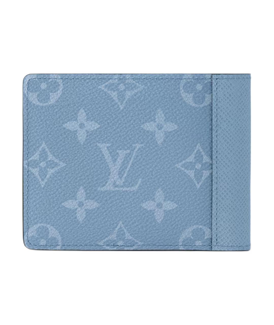 LOUIS VUITTON Голубой кожаный кошелек, фото 3