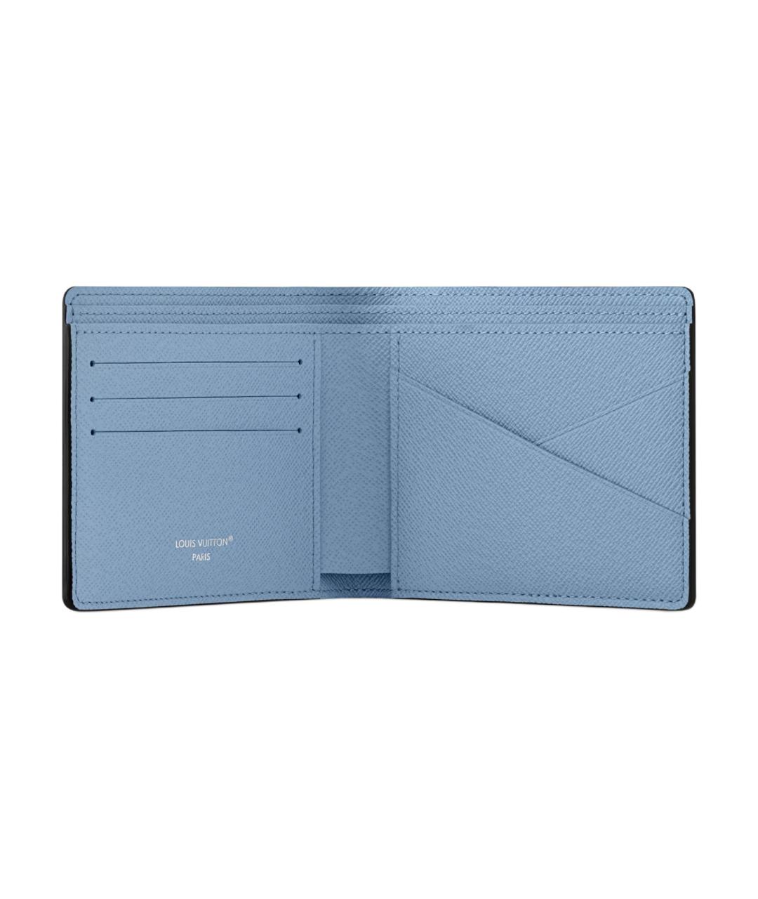LOUIS VUITTON Голубой кожаный кошелек, фото 4