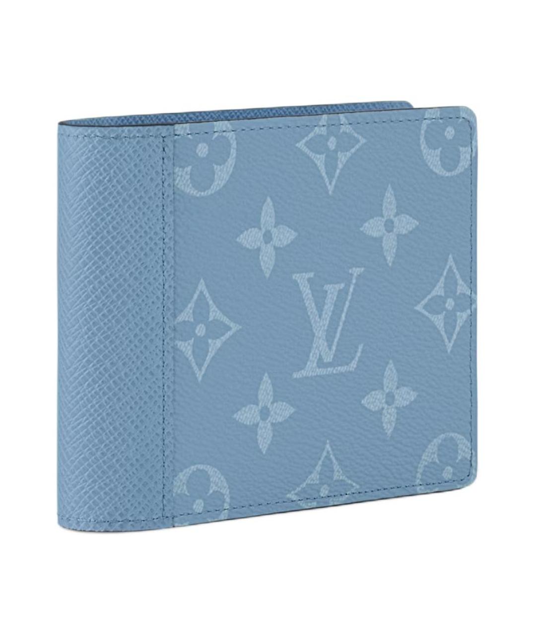 LOUIS VUITTON Голубой кожаный кошелек, фото 2