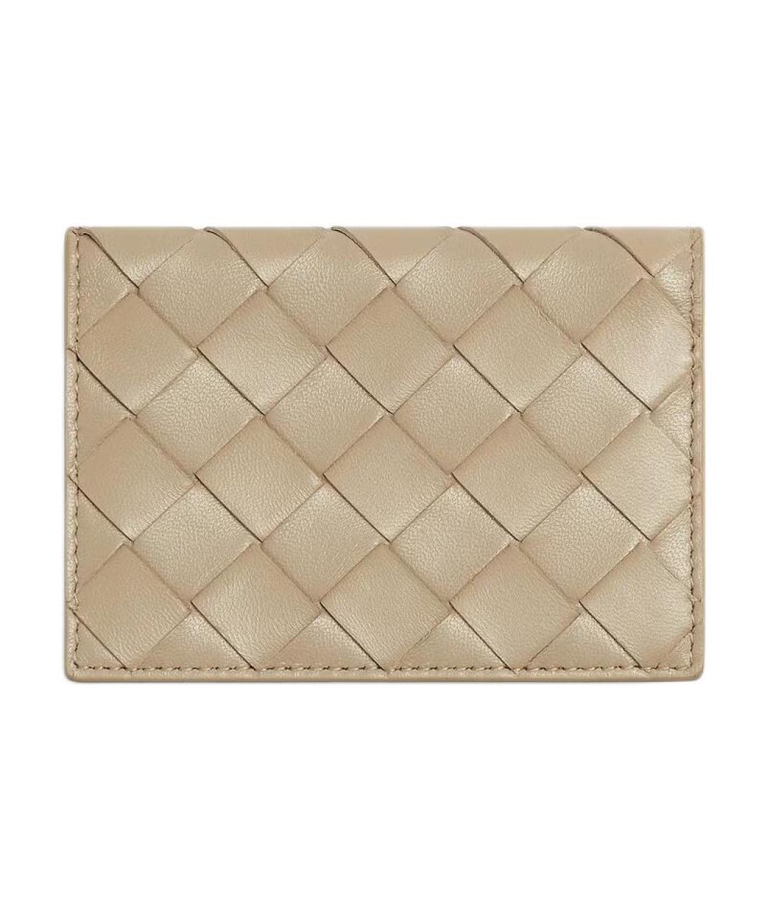 BOTTEGA VENETA Бежевый кожаный кардхолдер, фото 1