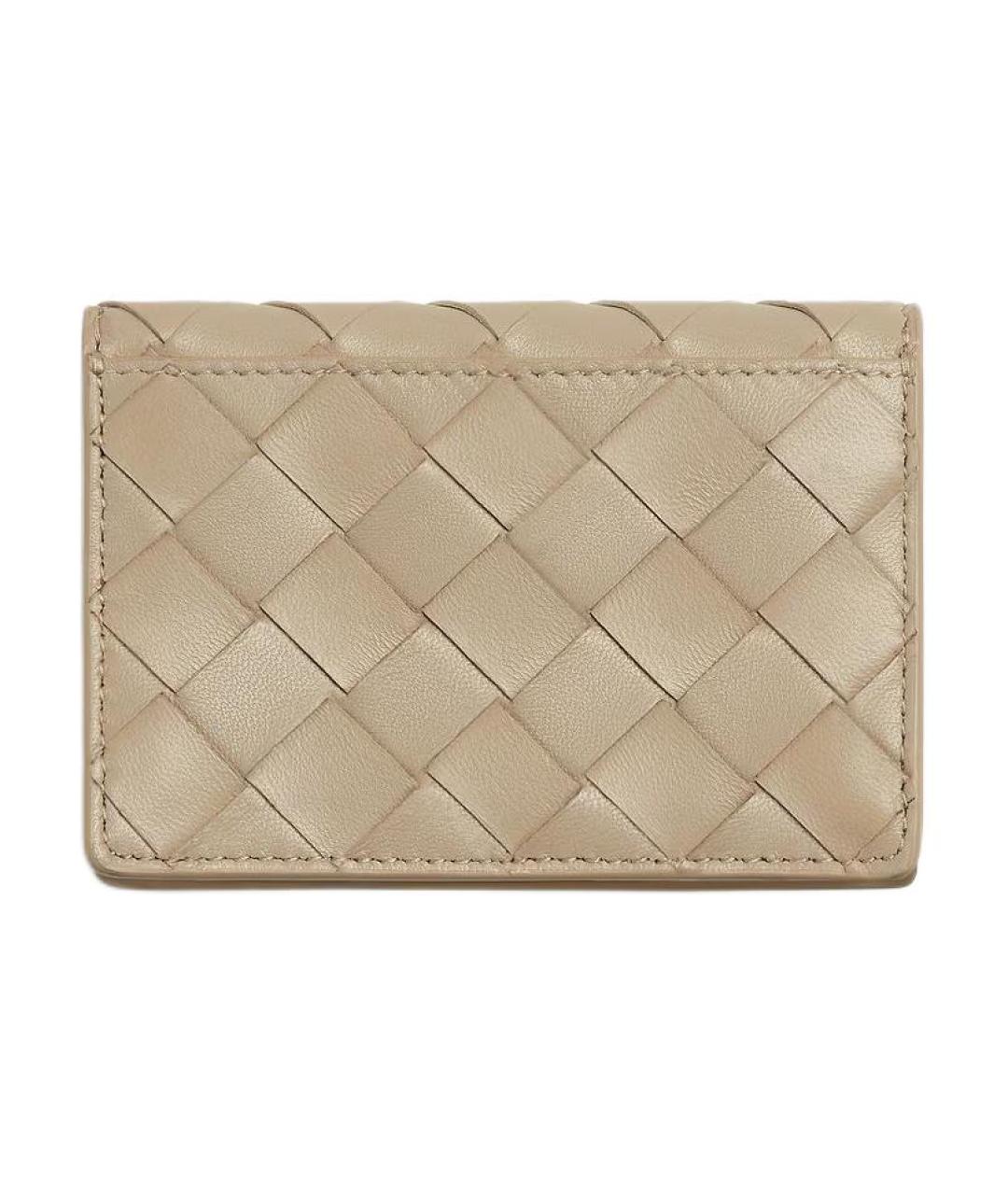 BOTTEGA VENETA Бежевый кожаный кардхолдер, фото 3